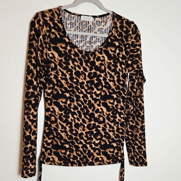 Fashion Nova Animal Print Blouse - Black and Tan - Picture 1 of 5